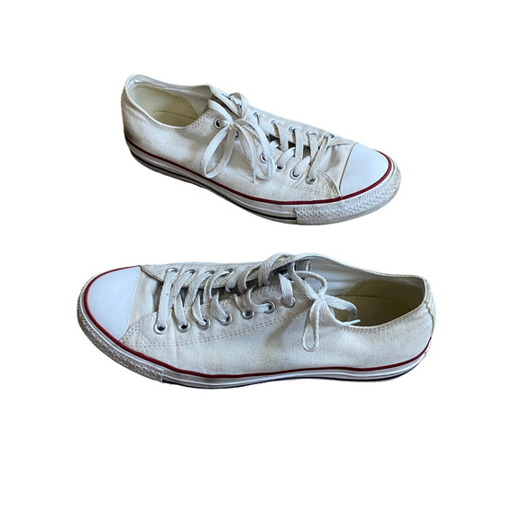 Converse Other - Converse Low Top White Red Men's 10 Women's 12 Canvas